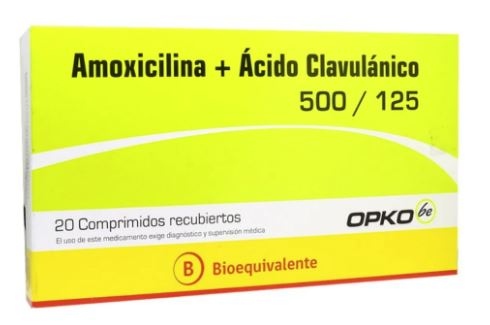 AMOXICILINA +ACIDO CLAVULANICO 500/125 MG X 20 COMP